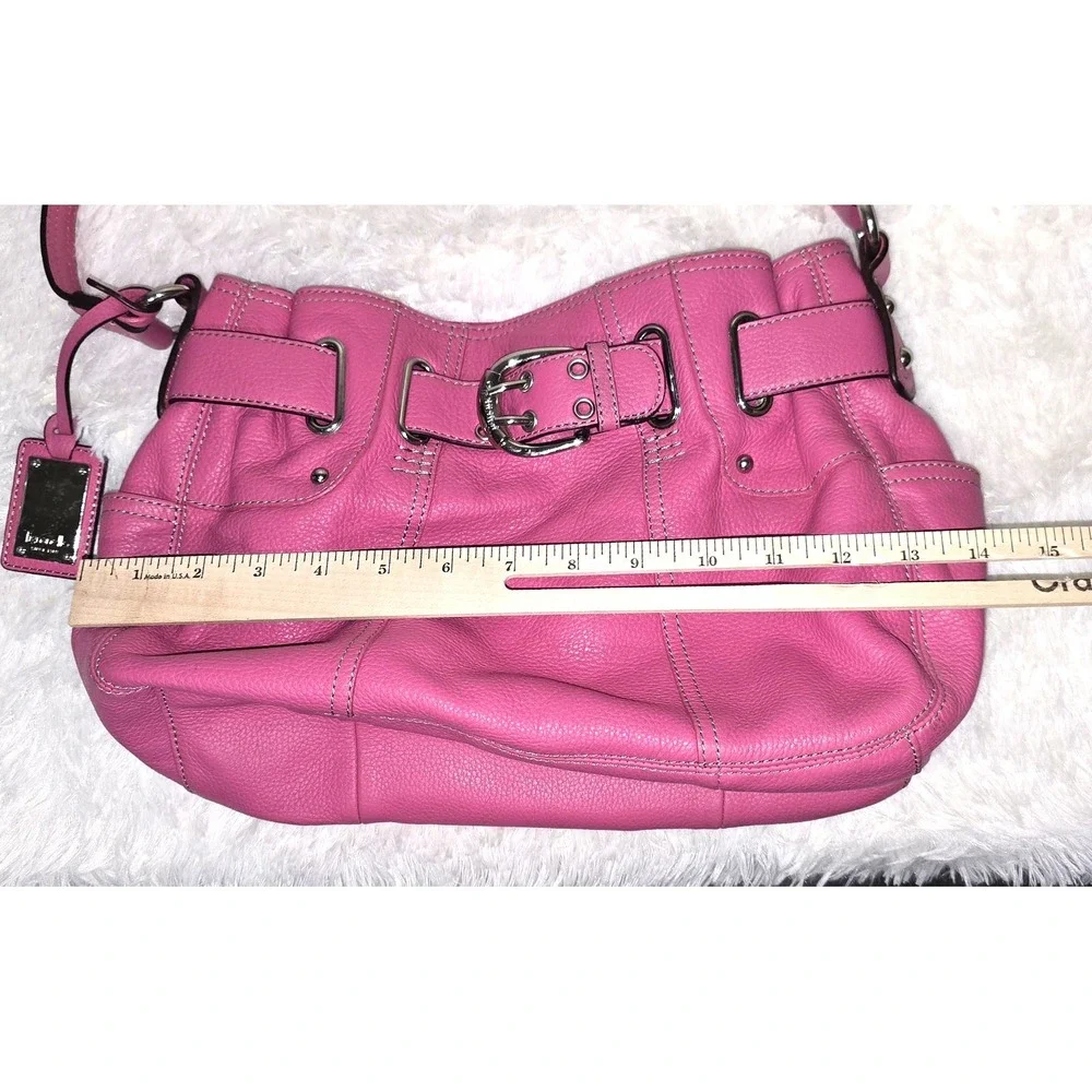 Tignanello‎ Statement Med Hobo Bag Shoulder Purse Buckle Pink Pebble Leather Exc